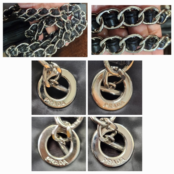 PRADA Black Nylon Tessuto Tote with Leather Thread Chain - Picture 16 of 16